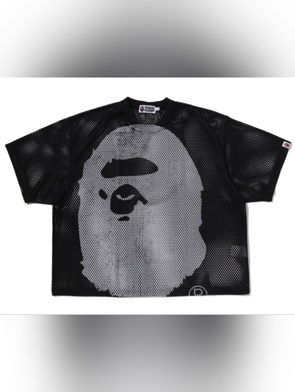 A Bathing Ape FIRE! NWT! Water Print Ape Head Mesh Relaxed Tee in Black. Sz Md.
